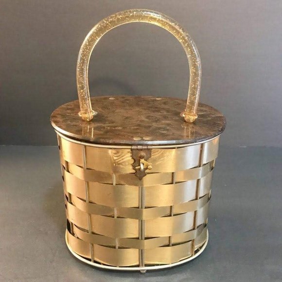 Vintage Brass and Lucite Bucket Purse - Picture 1 of 13